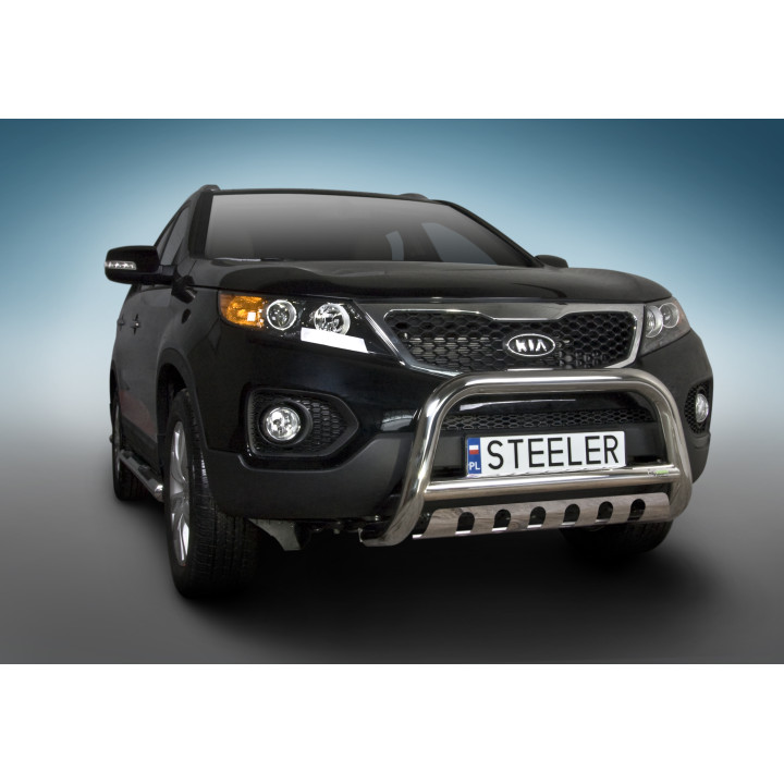 Bullbar Omologat RAR, Steeler 4x4 "A" Bar cu Placă, Culoare Argintiu, Kia Sorento 2009 - 2012 - EDK.ro