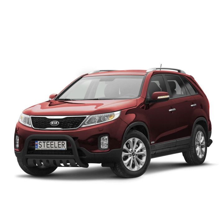 EC Homologated Bullbar, Steeler 4x4 "A" Bar with Plate, Color Black, Kia Sorento 2012 - 2015 - EDK.ro