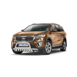 EC Homologated Bullbar, Steeler 4x4 "A" Bar with Plate, Color Silver, Kia Sorento 2015 - 2018 - EDK.ro