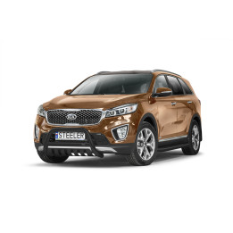 EC Homologated Bullbar, Steeler 4x4 "A" Bar with Plate, Color Black, Kia Sorento 2015 - 2018 - EDK.ro