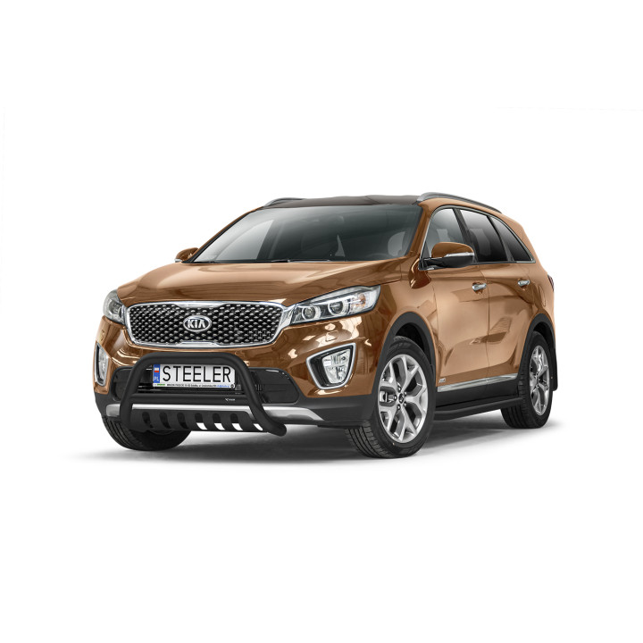 Bullbar Omologat RAR, Steeler 4x4 "A" Bar cu Placă, Culoare Negru, Kia Sorento 2015 - 2018 - EDK.ro