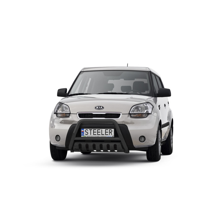 Bullbar Omologat RAR, Steeler 4x4 "A" Bar cu Placă, Culoare Argintiu, Kia Soul 2008 - 2011 - EDK.ro