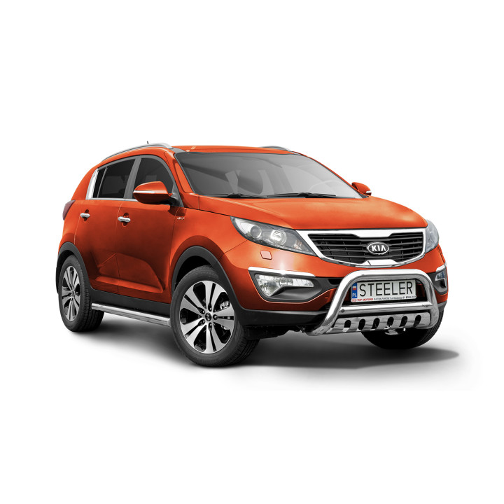 Bullbar Omologat RAR, Steeler 4x4 "A" Bar cu Placă, Culoare Argintiu, Kia Sportage 2010 - 2015 - EDK.ro