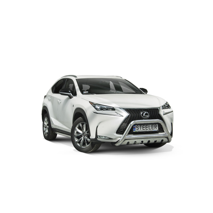Bullbar Omologat RAR, Steeler 4x4 "A" Bar cu Placă, Culoare Argintiu, Lexus NX F-Sport 2014 - 2020 - EDK.ro