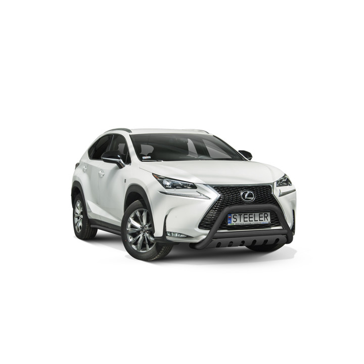 EC Homologated Bullbar, Steeler 4x4 "A" Bar with Plate, Color Black, Lexus NX F-Sport 2014 - 2020 - EDK.ro