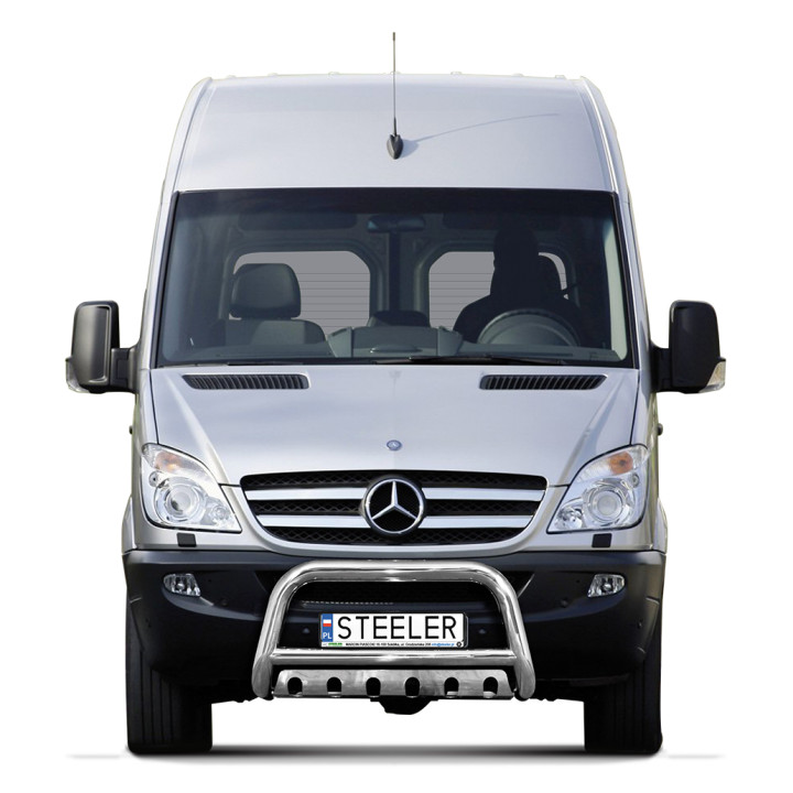 Bullbar Omologat RAR, Steeler 4x4 "A" Bar cu Placă, Culoare Argintiu, Mercedes-Benz Sprinter 2006 - 2018 - EDK.ro