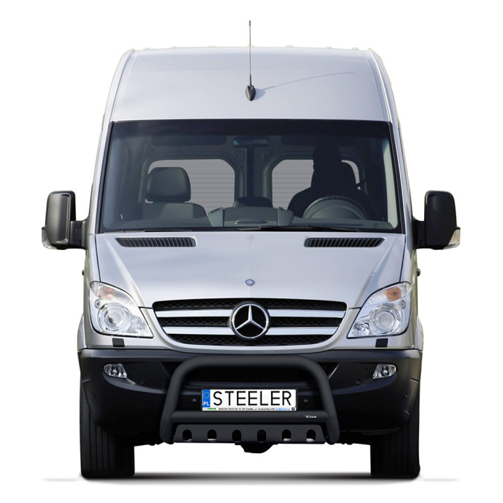 EC Homologated Bullbar, Steeler 4x4 "A" Bar with Plate, Color Black, Mercedes-Benz Sprinter 2006 - 2018 - EDK.ro