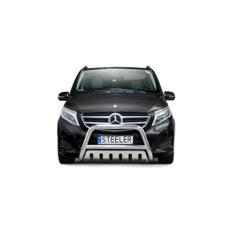 EC Homologated Bullbar, Steeler 4x4 "A" Bar with Plate, Color Silver, Mercedes-Benz V-Class 2014 - 2019 - EDK.ro