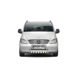 EC Homologated Bullbar, Steeler 4x4 "A" Bar with Plate, Color Silver, Mercedes-Benz Vito 2003 - 2010 - EDK.ro