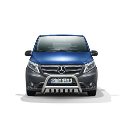 Bullbar Omologat RAR, Steeler 4x4 "A" Bar cu Placă, Culoare Argintiu, Mercedes-Benz Vito 2014 - 2020 - EDK.ro