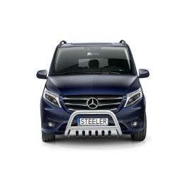 Bullbar Omologat RAR, Steeler 4x4 "A" Bar cu Placă, Culoare Argintiu, Mercedes-Benz Vito 2020 - 2024 - EDK.ro