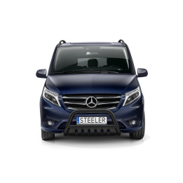EC Homologated Bullbar, Steeler 4x4 "A" Bar with Plate, Color Black, Mercedes-Benz Vito 2020 - 2024 - EDK.ro