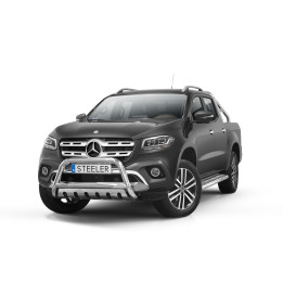 Bullbar Omologat RAR, Steeler 4x4 "A" Bar cu Placă, Culoare Argintiu, Mercedes-Benz X-Class 2017 - Prezent - EDK.ro