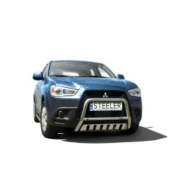 EC Homologated Bullbar, Steeler 4x4 "A" Bar with Plate, Color Silver, Mitsubishi ASX 2010 - 2012 - EDK.ro