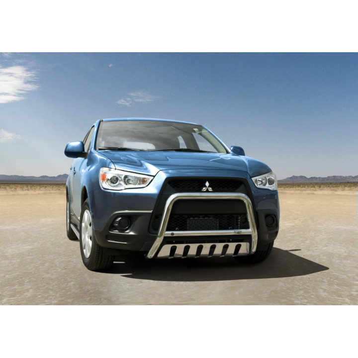 EC Homologated Bullbar, Steeler 4x4 "A" Bar with Plate, Color Silver, Mitsubishi ASX 2010 - 2012 - EDK.ro