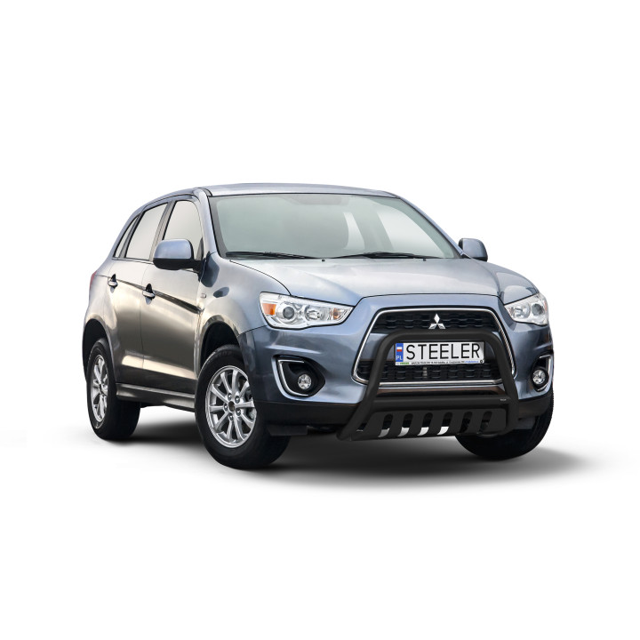 Bullbar Omologat RAR, Steeler 4x4 "A" Bar cu Placă, Culoare Negru, Mitsubishi ASX 2012 - 2016 - EDK.ro