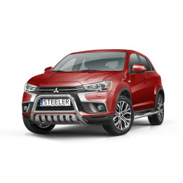 EC Homologated Bullbar, Steeler 4x4 "A" Bar with Plate, Color Silver, Mitsubishi ASX 2017 - 2019 - EDK.ro