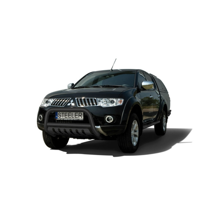 Bullbar Omologat RAR, Steeler 4x4 "A" Bar cu Placă, Culoare Negru, Mitsubishi L200 2006 - 2009 - EDK.ro
