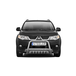 Bullbar Omologat RAR, Steeler 4x4 "A" Bar cu Placă, Culoare Argintiu, Mitsubishi Outlander 2007 - 2009 - EDK.ro