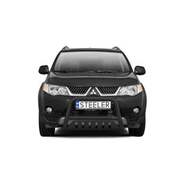 EC Homologated Bullbar, Steeler 4x4 "A" Bar with Plate, Color Black, Mitsubishi Outlander 2007 - 2009 - EDK.ro