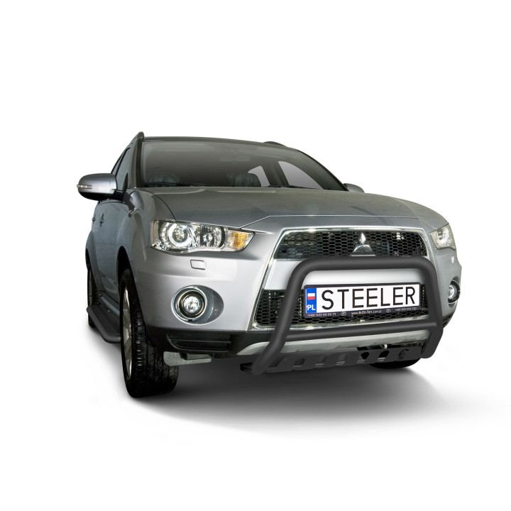 Bullbar Omologat RAR, Steeler 4x4 "A" Bar cu Placă, Culoare Negru, Mitsubishi Outlander 2009 - 2012 - EDK.ro