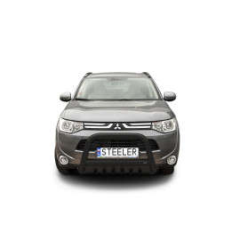 Bullbar Omologat RAR, Steeler 4x4 "A" Bar cu Placă, Culoare Negru, Mitsubishi Outlander 2012 - 2015 - EDK.ro