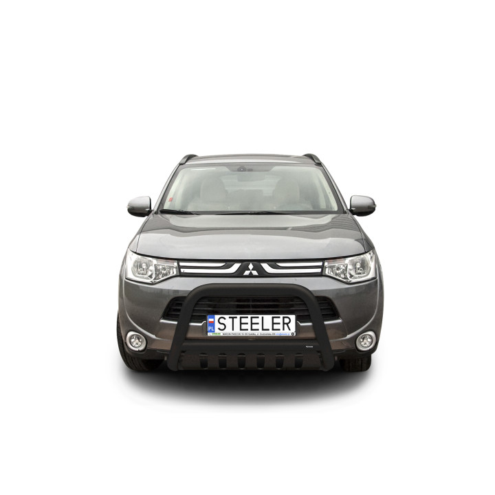 EC Homologated Bullbar, Steeler 4x4 "A" Bar with Plate, Color Black, Mitsubishi Outlander 2012 - 2015 - EDK.ro