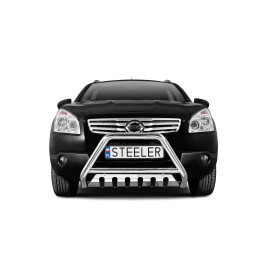 Bullbar Omologat RAR, Steeler 4x4 "A" Bar cu Placă, Culoare Argintiu, Nissan Qashqai 2007 - 2010 - EDK.ro