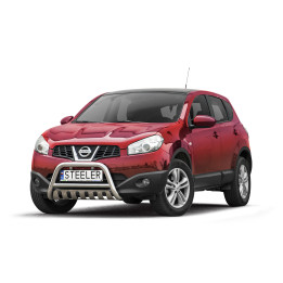 EC Homologated Bullbar, Steeler 4x4 "A" Bar with Plate, Color Silver, Nissan Qashqai 2010 - 2013 - EDK.ro