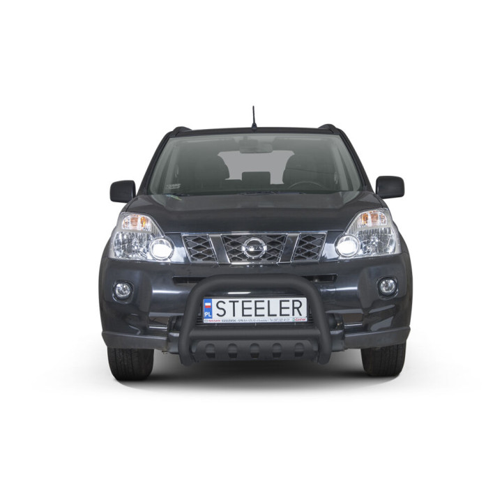 EC Homologated Bullbar, Steeler 4x4 "A" Bar with Plate, Color Black, Nissan X-Trail 2007 - 2010 - EDK.ro