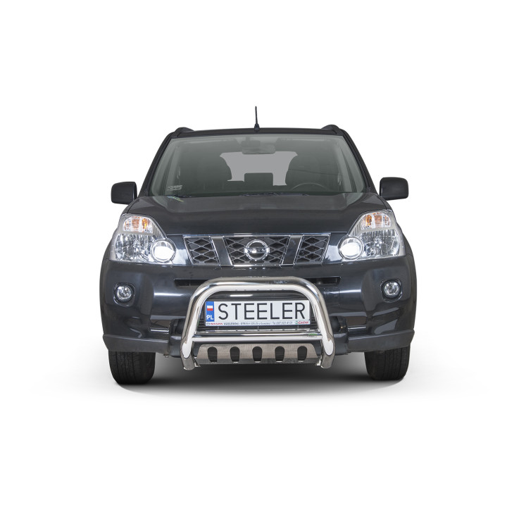 Bullbar Omologat RAR, Steeler 4x4 "A" Bar cu Placă, Culoare Argintiu, Nissan X-Trail 2010 - 2014 - EDK.ro