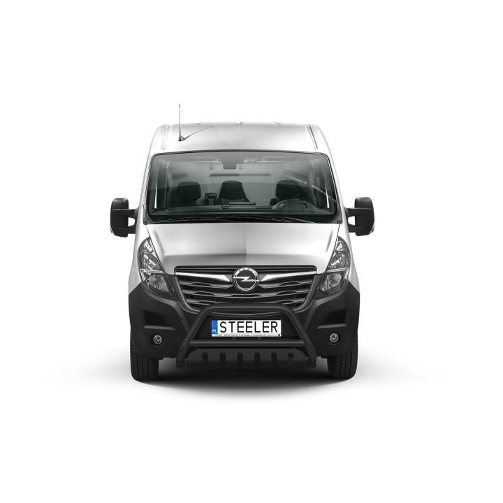EC Homologated Bullbar, Steeler 4x4 "A" Bar with Plate, Color Silver, Opel Movano 2019 - 2023 - EDK.ro