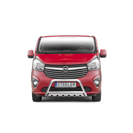 EC Homologated Bullbar, Steeler 4x4 "A" Bar with Plate, Color Silver, Opel Vivaro 2014 - 2019 - EDK.ro