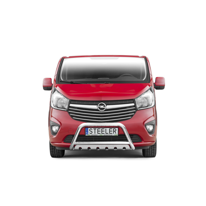 Bullbar Omologat RAR, Steeler 4x4 "A" Bar cu Placă, Culoare Argintiu, Opel Vivaro 2014 - 2019 - EDK.ro