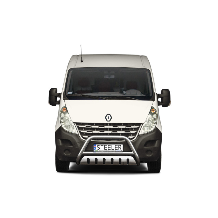 EC Homologated Bullbar, Steeler 4x4 "A" Bar with Plate, Color Silver, Renault Master 2010 - 2019 - EDK.ro