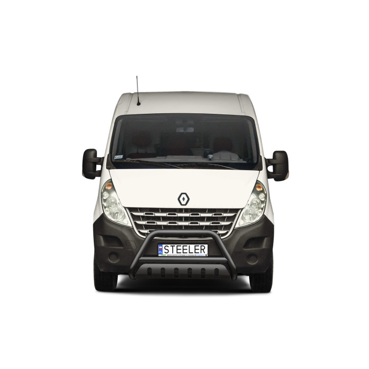 Bullbar Omologat RAR, Steeler 4x4 "A" Bar cu Placă, Culoare Negru, Renault Master 2010 - 2019 - EDK.ro