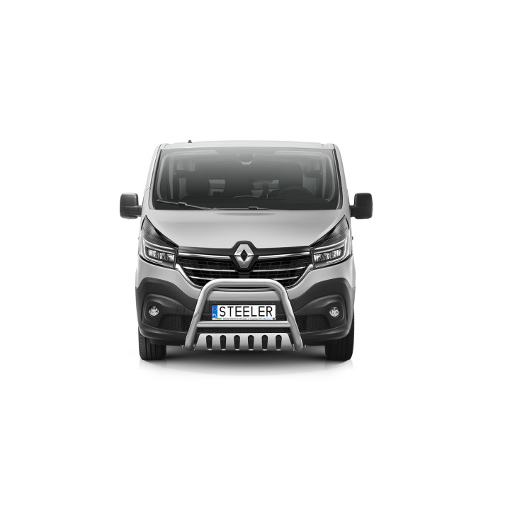 Bullbar Omologat RAR, Steeler 4x4 "A" Bar cu Placă, Culoare Argintiu, Renault Trafic 2019 - 2021 - EDK.ro