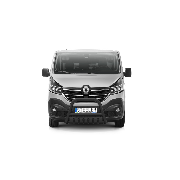 EC Homologated Bullbar, Steeler 4x4 "A" Bar with Plate, Color Silver, Renault Trafic 2019 - 2021 - EDK.ro