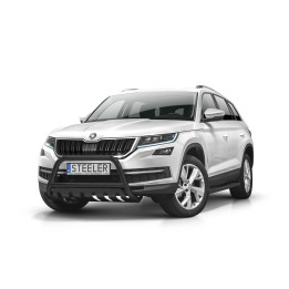 EC Homologated Bullbar, Steeler 4x4 "A" Bar with Plate, Color Black, Škoda Kodiaq 2016 - 2021 - EDK.ro