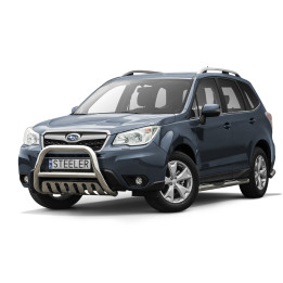 Bullbar Omologat RAR, Steeler 4x4 "A" Bar cu Placă, Culoare Argintiu, Subaru Forester 2013 - 2019 - EDK.ro