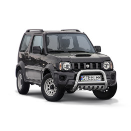 EC Homologated Bullbar, Steeler 4x4 "A" Bar with Plate, Color Silver, Suzuki Jimny 2012 - 2018 - EDK.ro