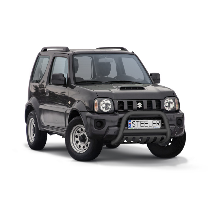 EC Homologated Bullbar, Steeler 4x4 "A" Bar with Plate, Color Silver, Suzuki Jimny 2012 - 2018 - EDK.ro