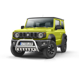 Bullbar Omologat RAR, Steeler 4x4 "A" Bar cu Placă, Culoare Argintiu, Suzuki Jimny 2018 - Prezent - EDK.ro