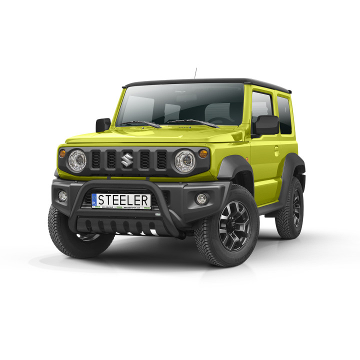 Bullbar Omologat RAR, Steeler 4x4 "A" Bar cu Placă, Culoare Negru, Suzuki Jimny 2018 - Prezent - EDK.ro