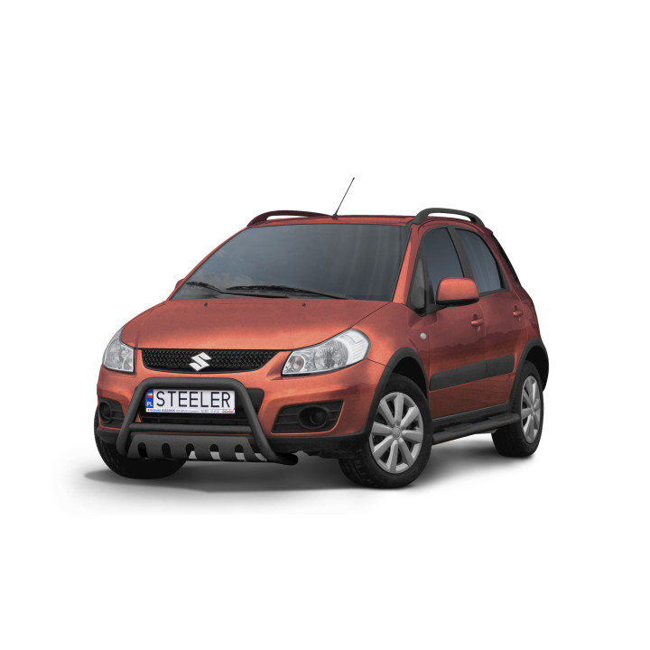 EC Homologated Bullbar, Steeler 4x4 "A" Bar with Plate, Color Black, Suzuki SX4 2006 - 2013 - EDK.ro