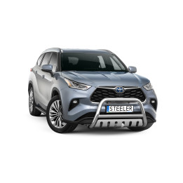 EC Homologated Bullbar, Steeler 4x4 "A" Bar with Plate, Color Silver, Toyota Highlander 2021 - Present - EDK.ro
