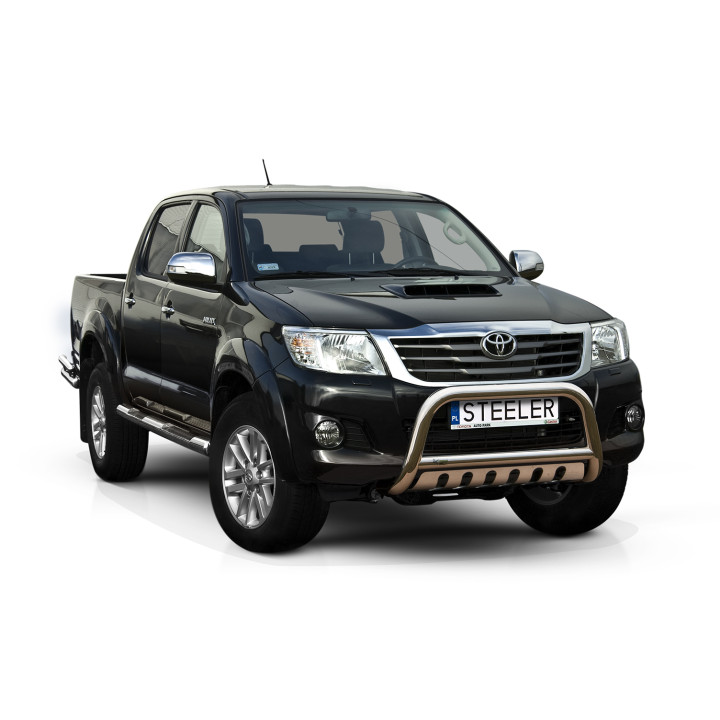 Bullbar Omologat RAR, Steeler 4x4 "A" Bar cu Placă, Culoare Argintiu, Toyota Hilux 2005 - 2015 - EDK.ro