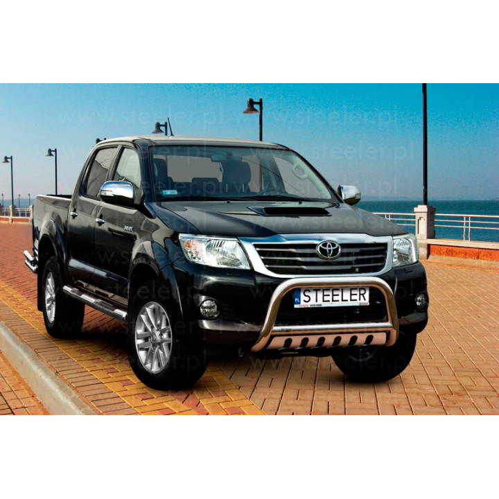 Bullbar Omologat RAR, Steeler 4x4 "A" Bar cu Placă, Culoare Argintiu, Toyota Hilux 2005 - 2015 - EDK.ro