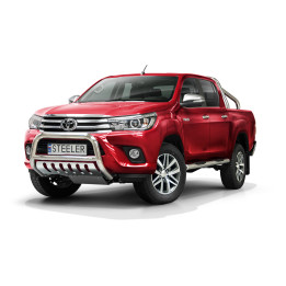 EC Homologated Bullbar, Steeler 4x4 "A" Bar with Plate, Color Silver, Toyota Hilux 2015 - 2018 - EDK.ro