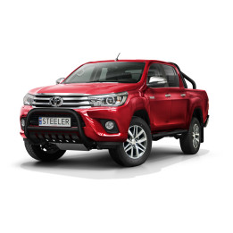 EC Homologated Bullbar, Steeler 4x4 "A" Bar with Plate, Color Black, Toyota Hilux 2015 - 2018 - EDK.ro
